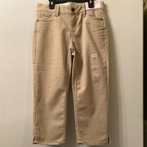 Liz Claiborne Womens Khaki Mid-Rise Sara Crop Pants